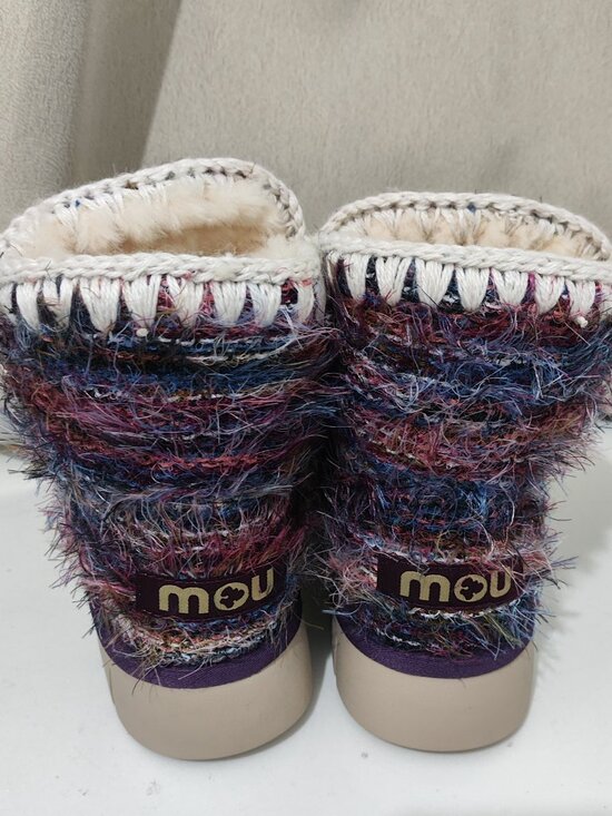 Mou Multicolor Tweed Shearling-Lined Platform Ankle Boots - Picture 3 of 8